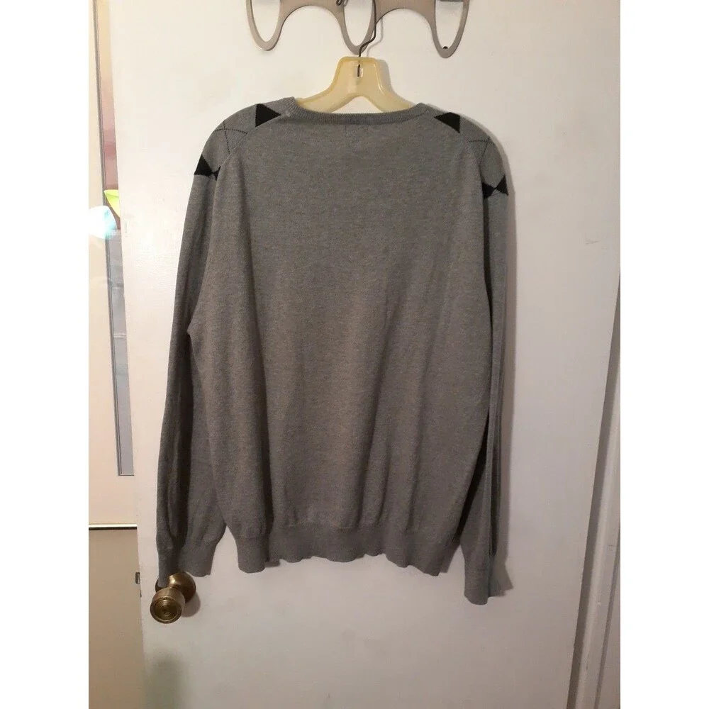 J.Crew sweater Men's L Cotton Cashmere Gray Navy Blue V Neck j. crew